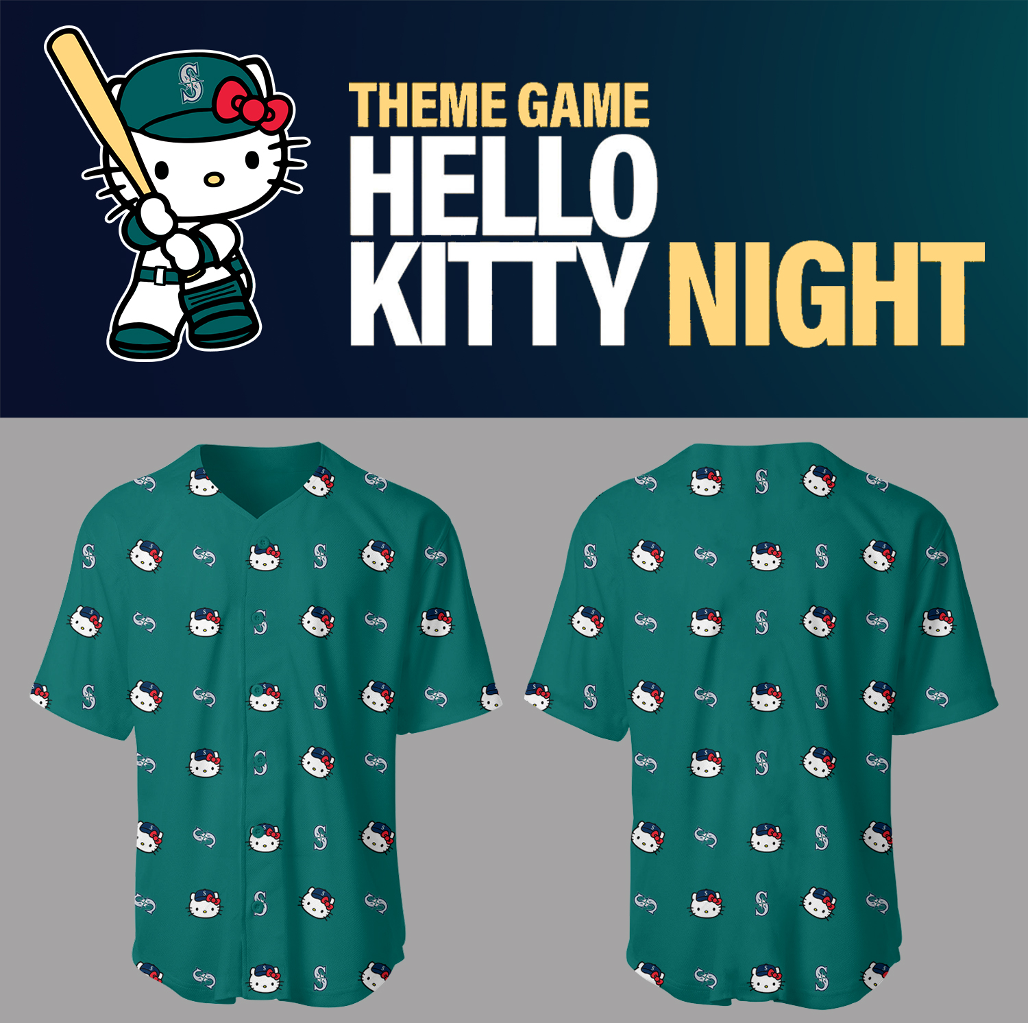 Mariners Baseball 2025 Mariners x Hello Kitty Jersey Gift For Baseball Lover