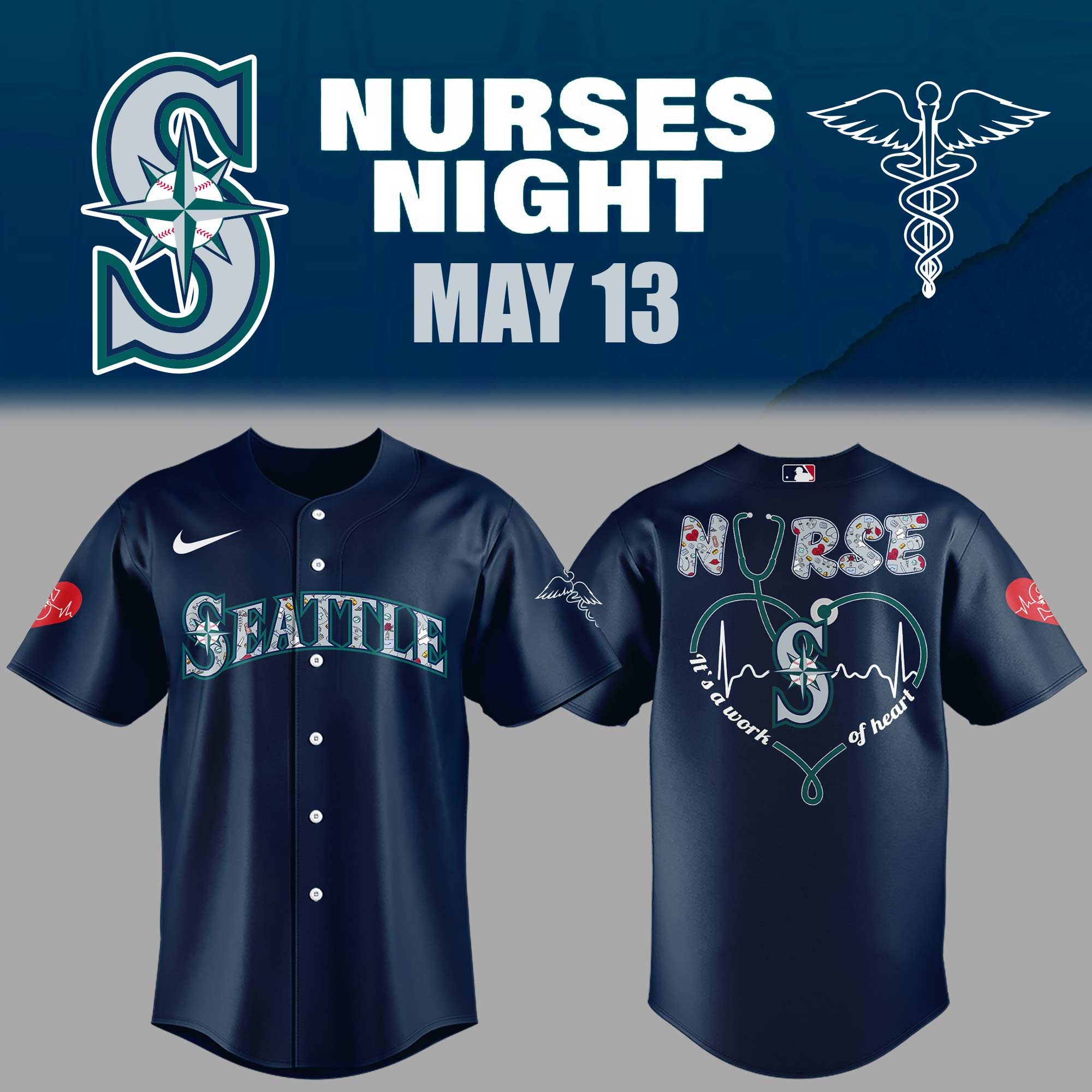 Mariners Nurses Night Jersey Baseball Fan Gifts