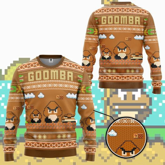 Mario Goomba Vintage Ugly Christmas Sweater Last Minute Christmas Gifts For Him Ideas 2024