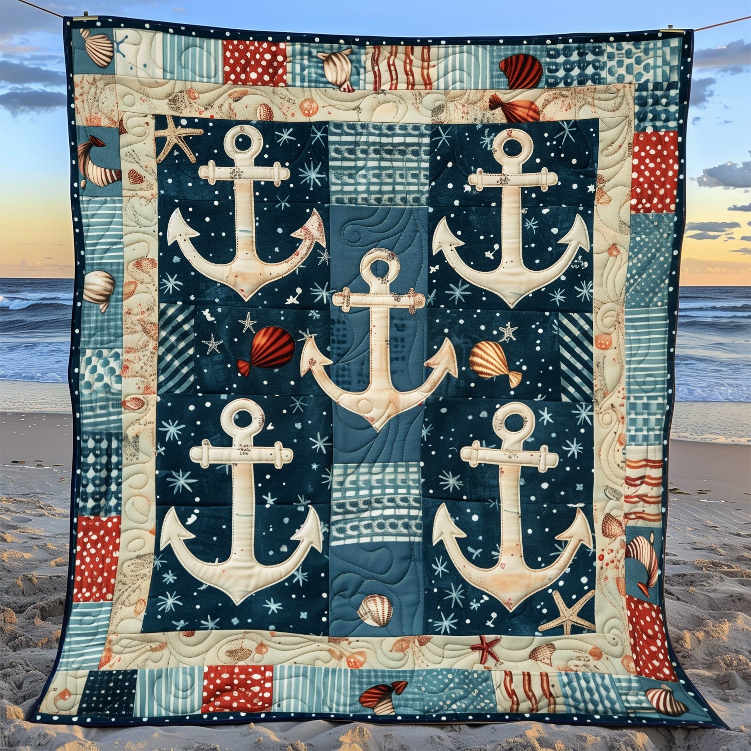 Maritime Dreams Quilted Blanket Christmas Soft Blanket