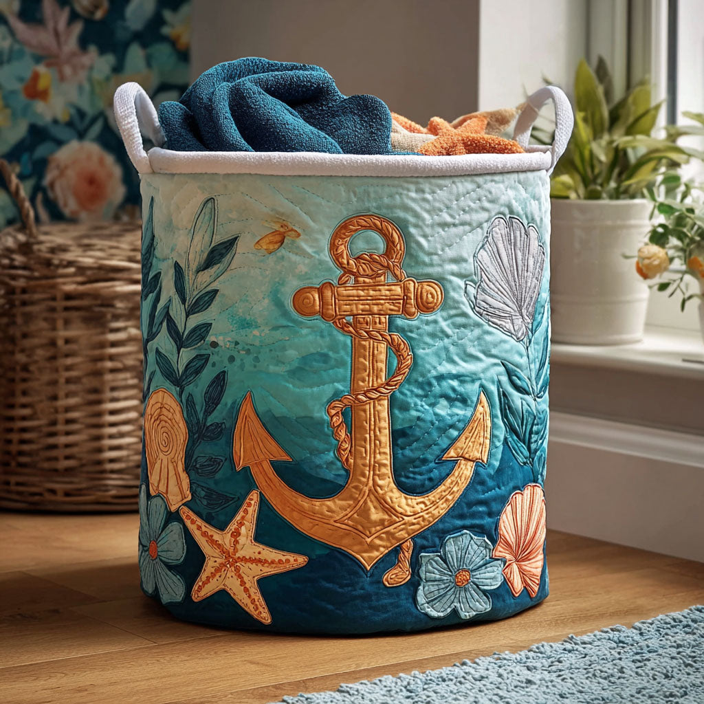 Maritime Muse Quilted Laundry Basket Creative Gift For Family