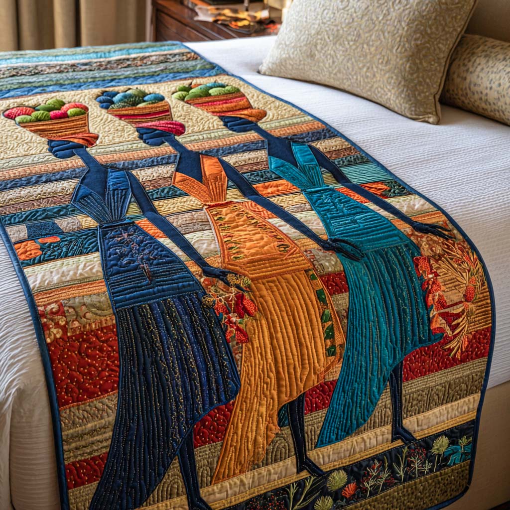 Market Day Melody Quilted Bed Runner Bed Room Decoration Black History Month Gifts