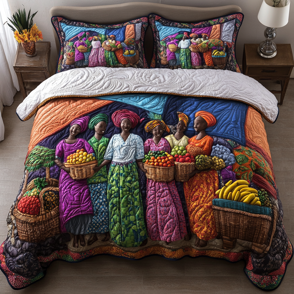 Market Queens Quilted Bedding Set Bedspread Set Black History Month Gifts