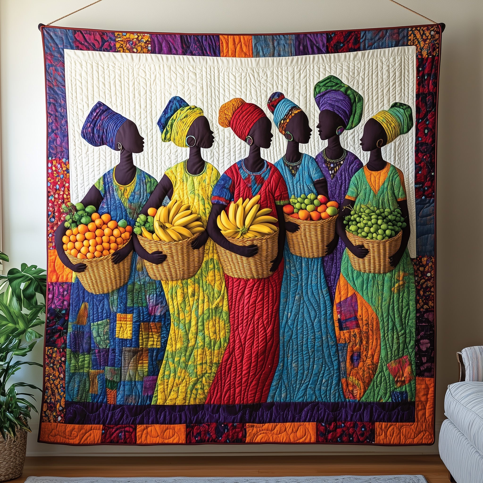 Market Queens Quilted Blanket African Marketplace Quilt Melanin Gifts For Black Women