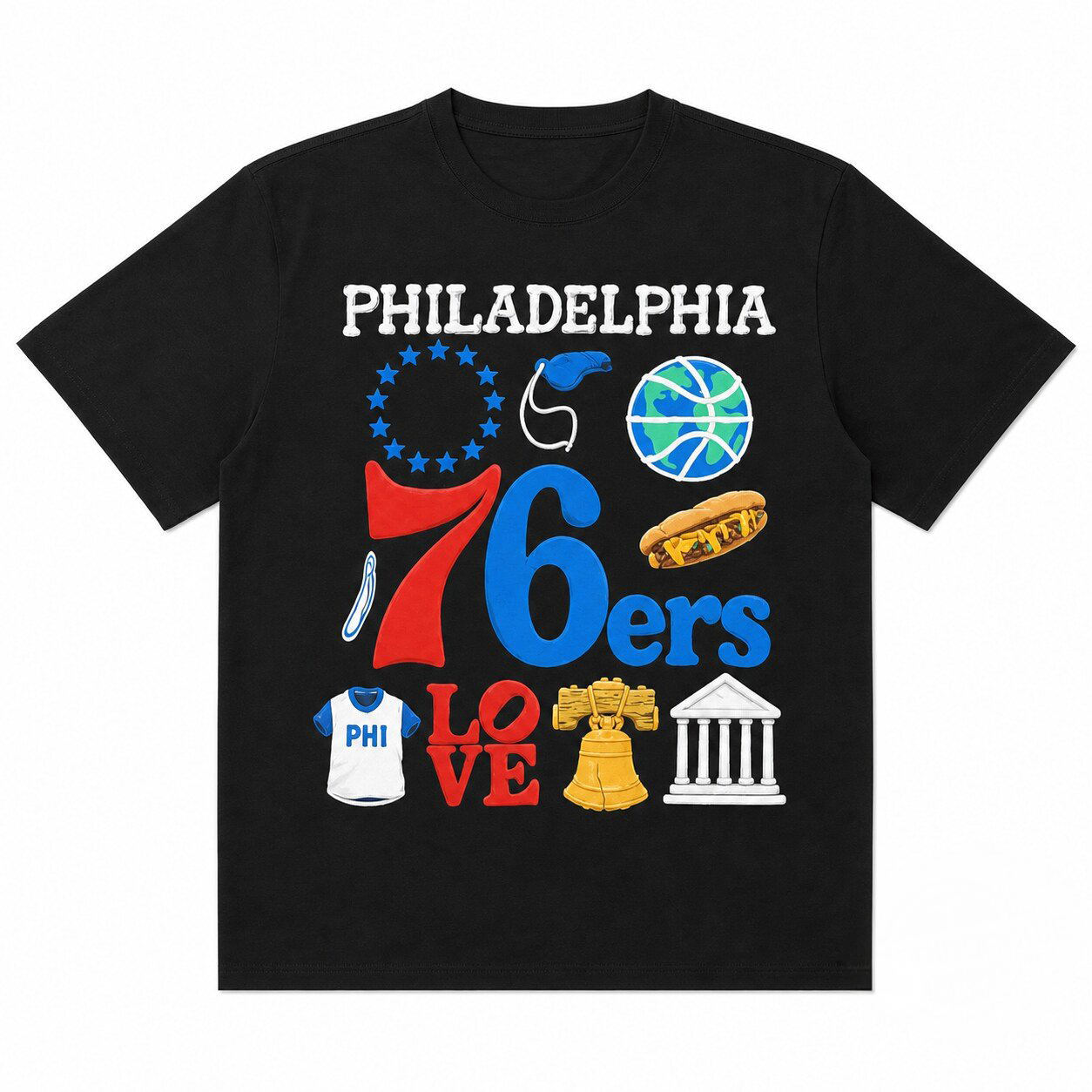Market x NBA Philadelphia 76ers Claymation City T-Shirt Basketball Clothes Best Fans Gear