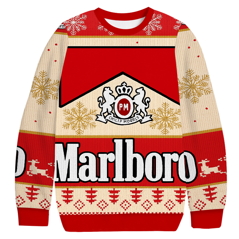Marlboro Brand Of Cigarettes Christmas Ugly Sweatshirt Holiday Lounge Wear Top Gift Ideas Marlboro Brand Of Cigarettes Christmas Ugly Sweatshirt Holiday Lounge Wear Top Gift Ideas