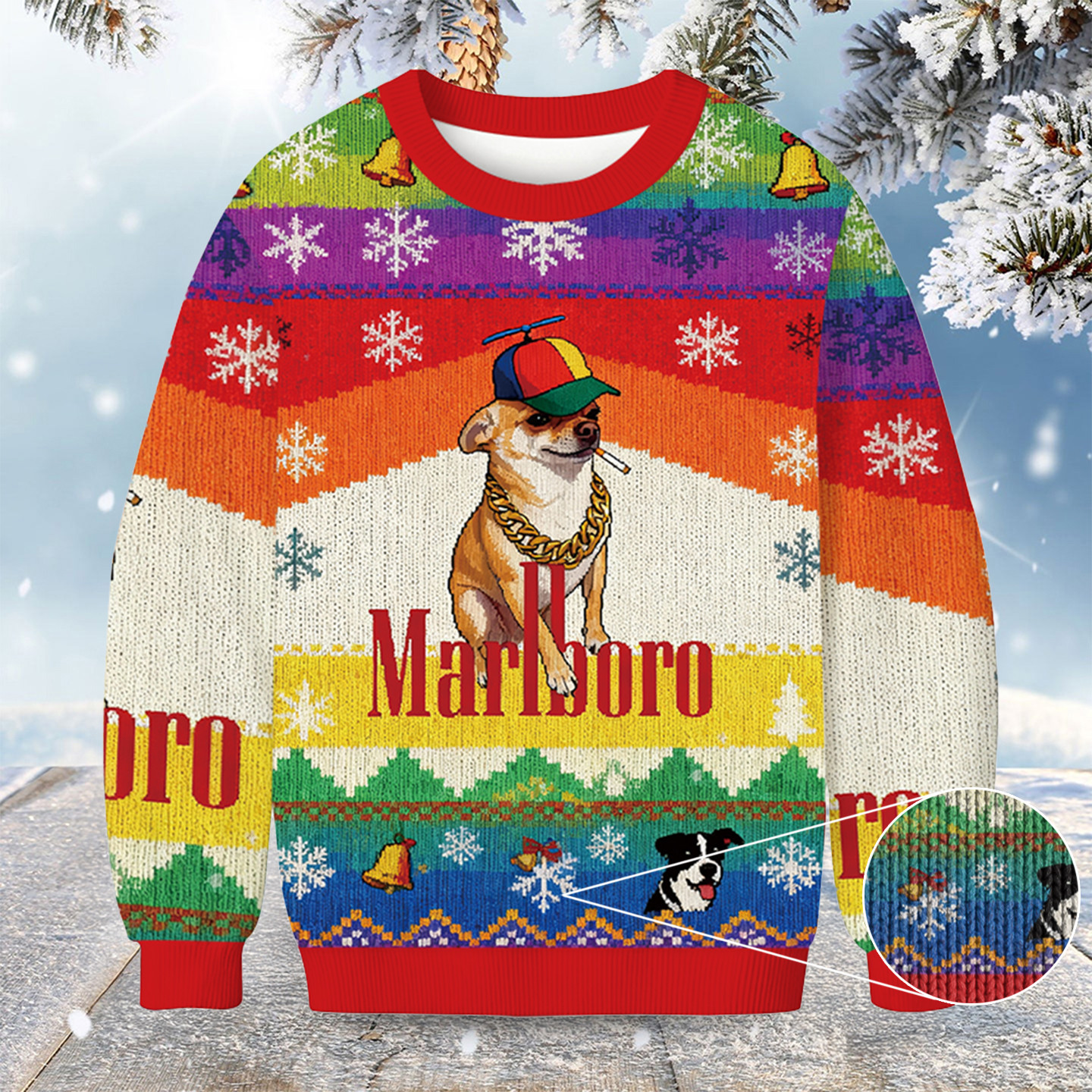 Marlboro Dog Smoking Meme Christmas Ugly Sweater Christmas Gifts For Cigarette Lover