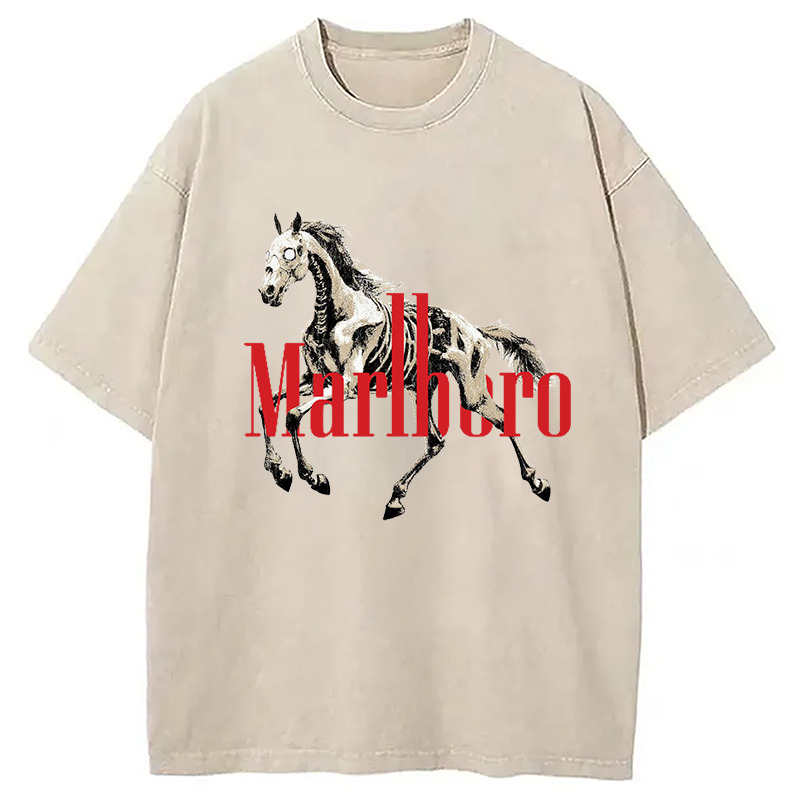 Marlboro Horse Funny Meme Vintage Washed T-Shirt Classic Graphic Fashion Tee Gifts For Her-1 Marlboro Horse Funny Meme Vintage Washed T-Shirt Classic Graphic Fashion Tee Gifts For Her-1