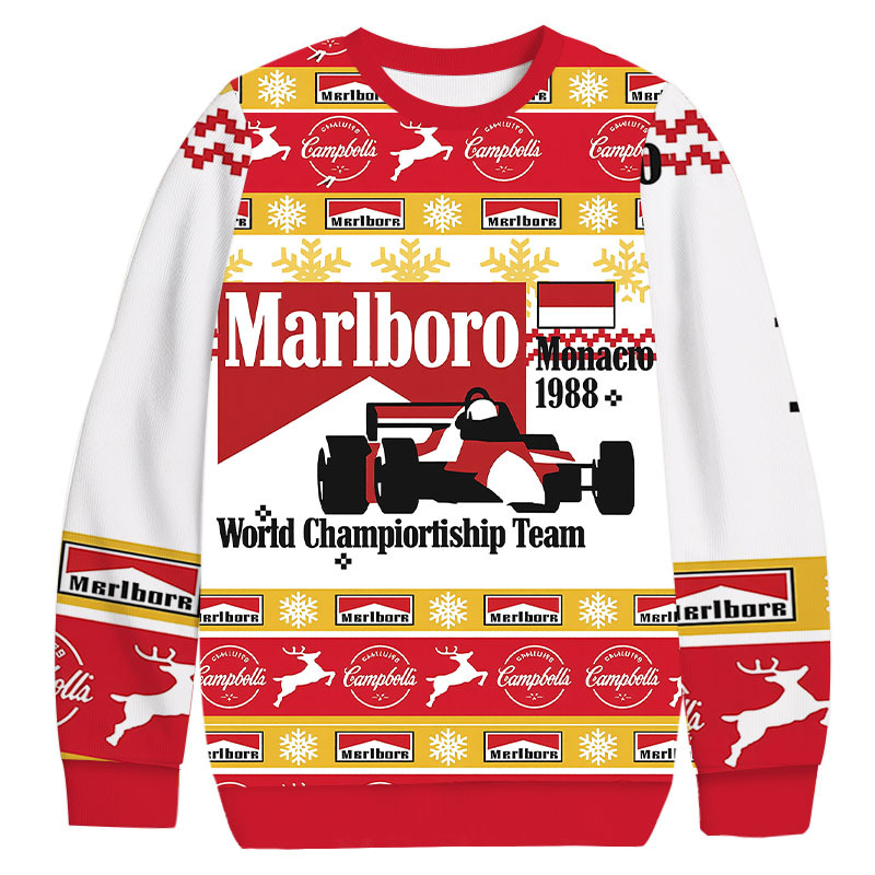 Marlboro Monaco Christmas Ugly Sweatshirt Holiday Lounge Wear Top Gift Ideas
