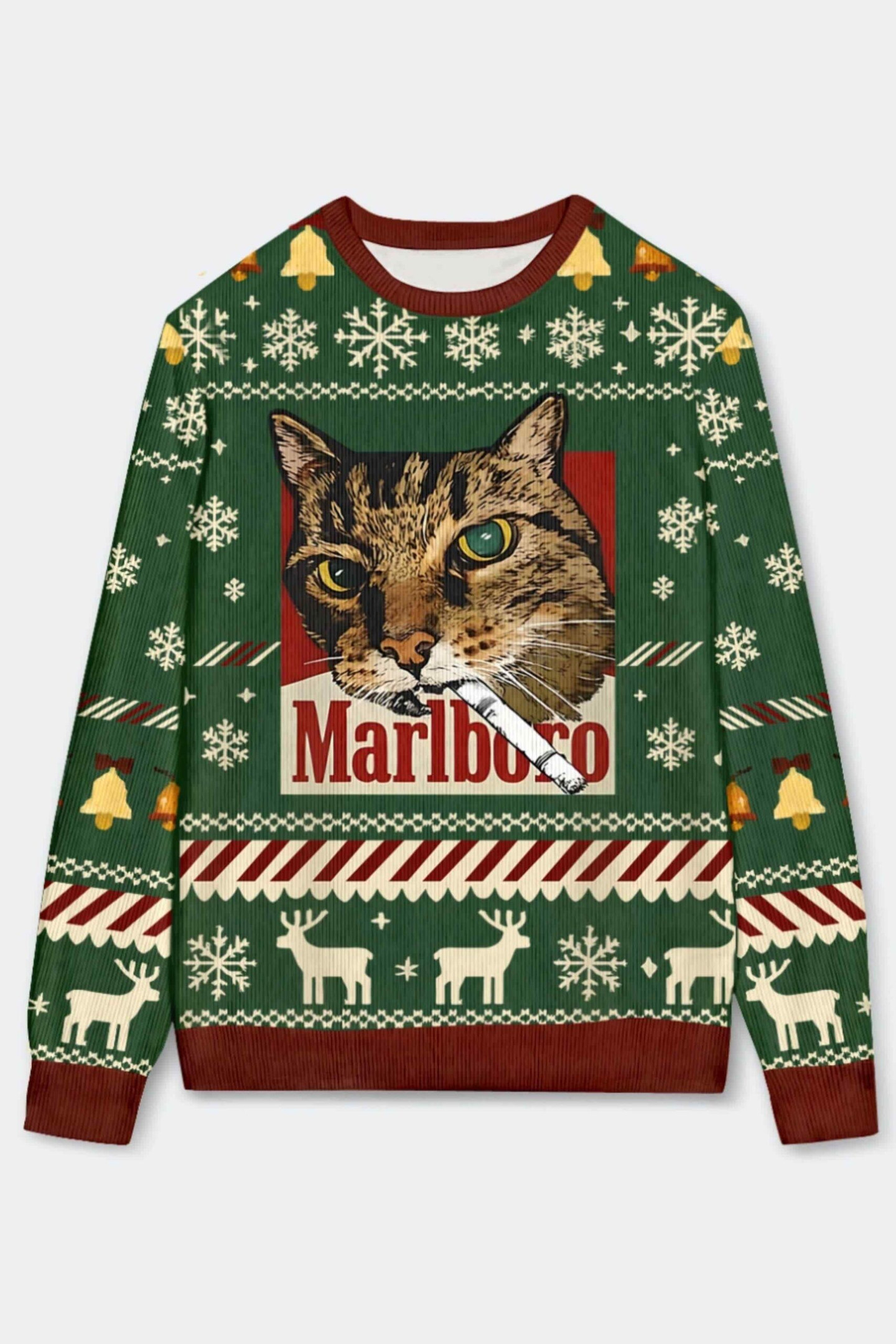 Marlboro Smoking Cat Ugly Christmas Sweater Gifts For Besties