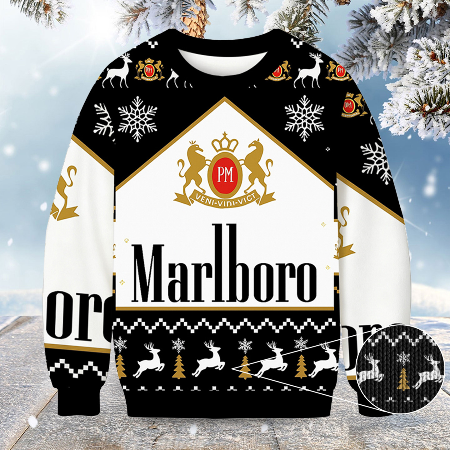 Marlboro Vintage Christmas Ugly Sweater Xmas Clothing Christmas Gifts For Him