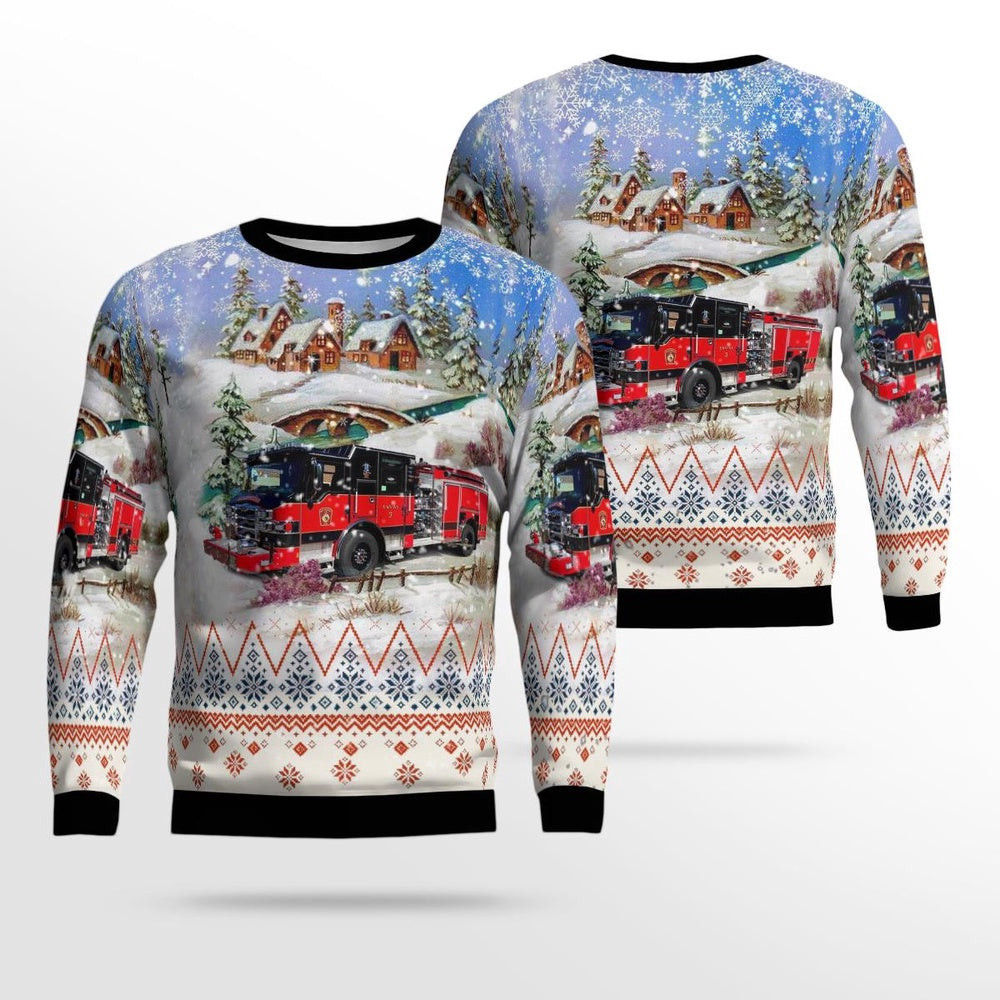 Marlborough Fire Department Marlborough Massachusetts Christmas AOP Ugly Sweater Christmas Unisex Sweaters Gift For Christmas