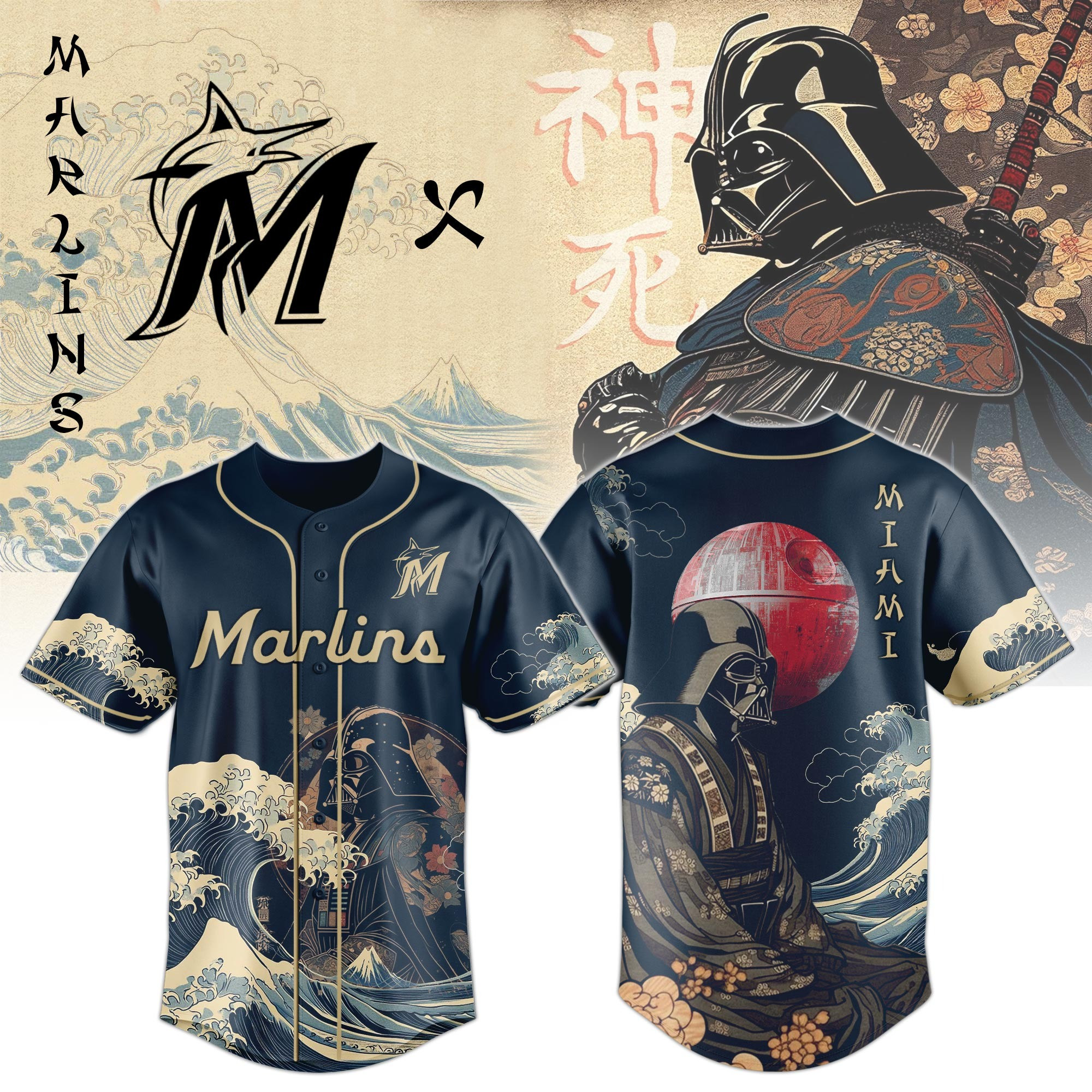 Marlins Darth Vader MLB Japan Edition Jersey 2025 Gift For Baseball Enthusiasts