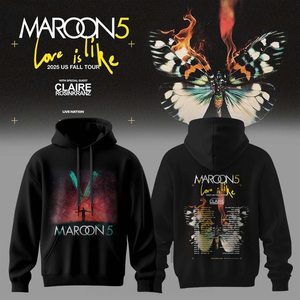 Maroon 5 Love Is Like 2025 Hoodie Maroon 5 Merch Gifts For Pop Band Fans