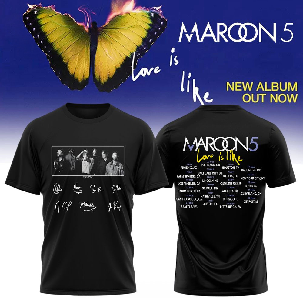 Maroon 5 Love Is Like Tour Shirt Maroon 5 Merch Gifts For Pop Band Fans