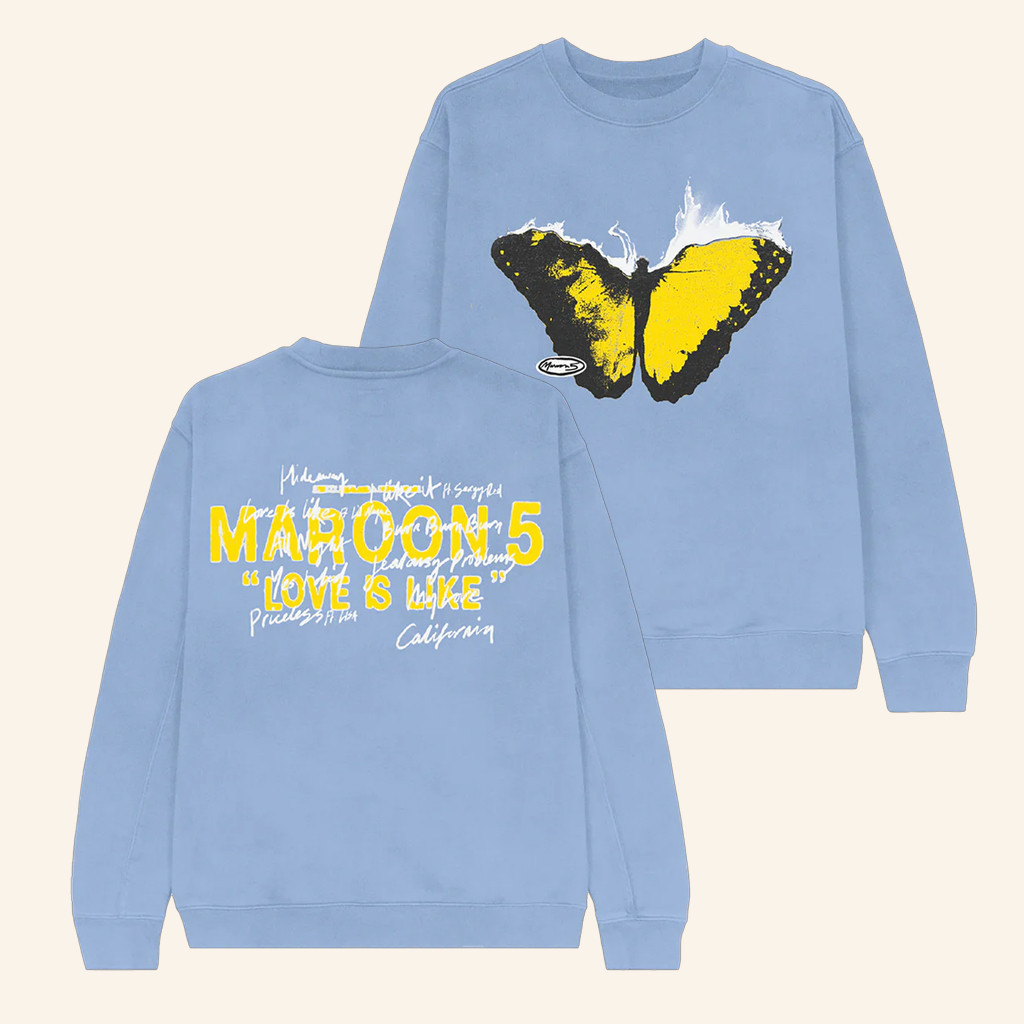 Maroon 5 Merch Love Is Like 2025 Tour Crewneck Sweatshirt Gifts For Pop Fans
