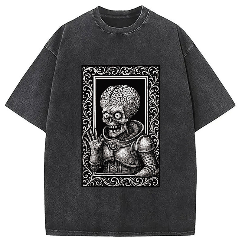 Mars Attacks Washed T-Shirt Trendy Aesthetic Graphic Apparel Gifts For Him