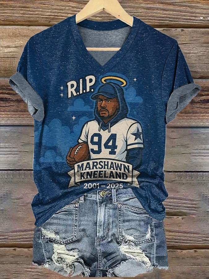 Marshawn Kneeland RIP Cowboy V-neck Shirt RIP Kneeland Tribute Shirt Gifts For Football Fan