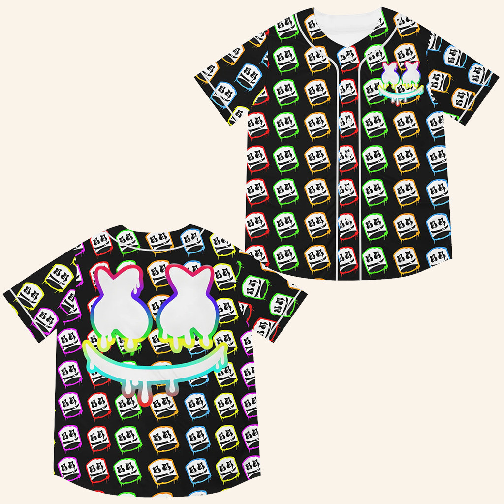 Marshmello Baseball Jersey LED Rave Jersey EDM Apparel Marshmello Merch Gifts For Fans Marshmello Baseball Jersey LED Rave Jersey EDM Apparel Marshmello Merch Gifts For Fans
