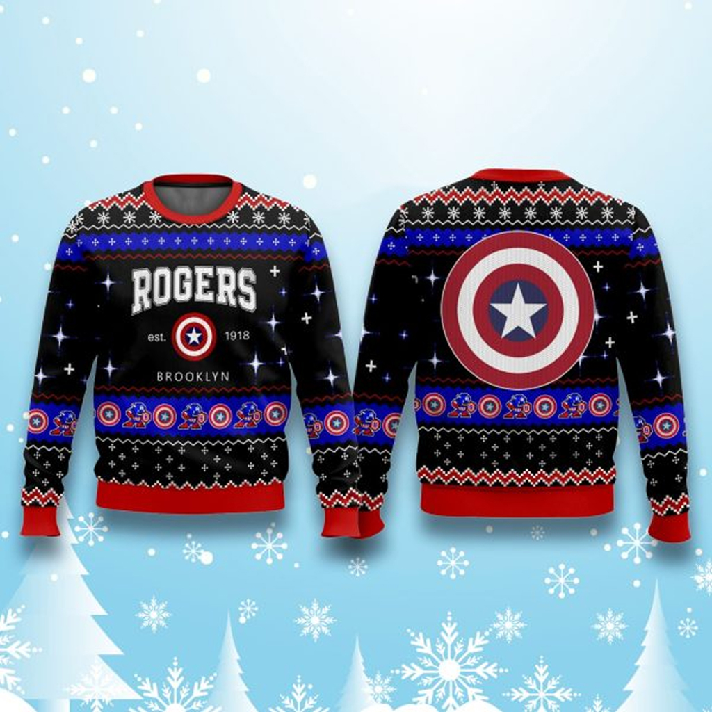 Marvel Captain America Steve Rogers Ugly Christmas Sweater Christmas Gifts For Guys