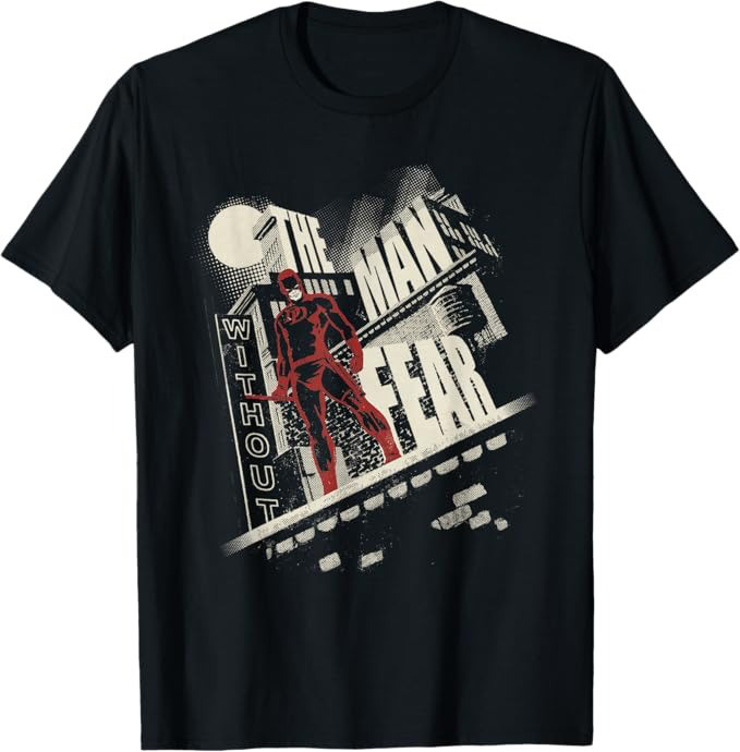 Marvel Daredevil The Man Without Fear Night Rooftop Noir T-Shirt Gift For Marvel Fans