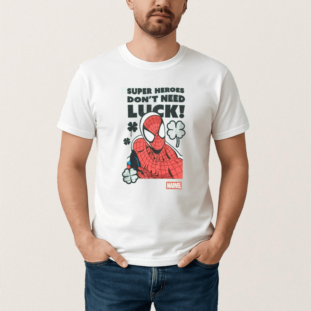 Marvel Spider Man Super Heroes Dont Need Luck T-Shirt Spider Man Clothes Unique Fan Gift