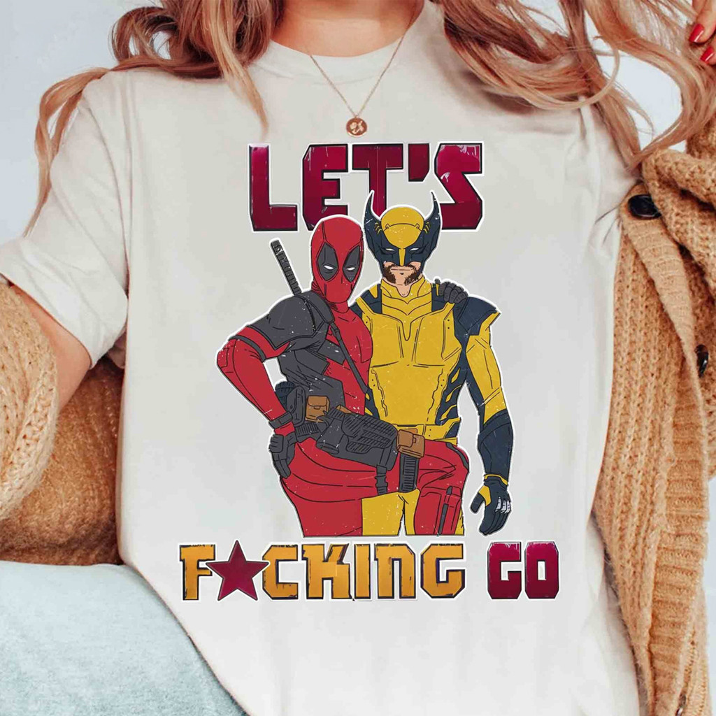 Marvel X Men Deadpool And Wolverine T-Shirt Let's Fcking Go Shirt Funny Gifts For Friends Marvel X Men Deadpool And Wolverine T-Shirt Let's Fcking Go Shirt Funny Gifts For Friends