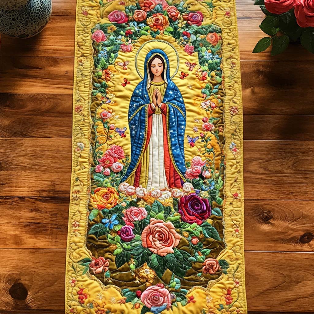 Mary Mantle Quilted Table Runner Nativity Table Runner Jesus Christmas Gifts