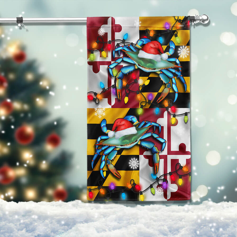 Maryland Blue Crabs Christmas Flag Festive Holiday Gift Decor
