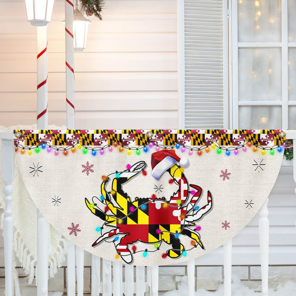 Maryland Christmas Flag Crab Christmas Non Pleated Fan Flag