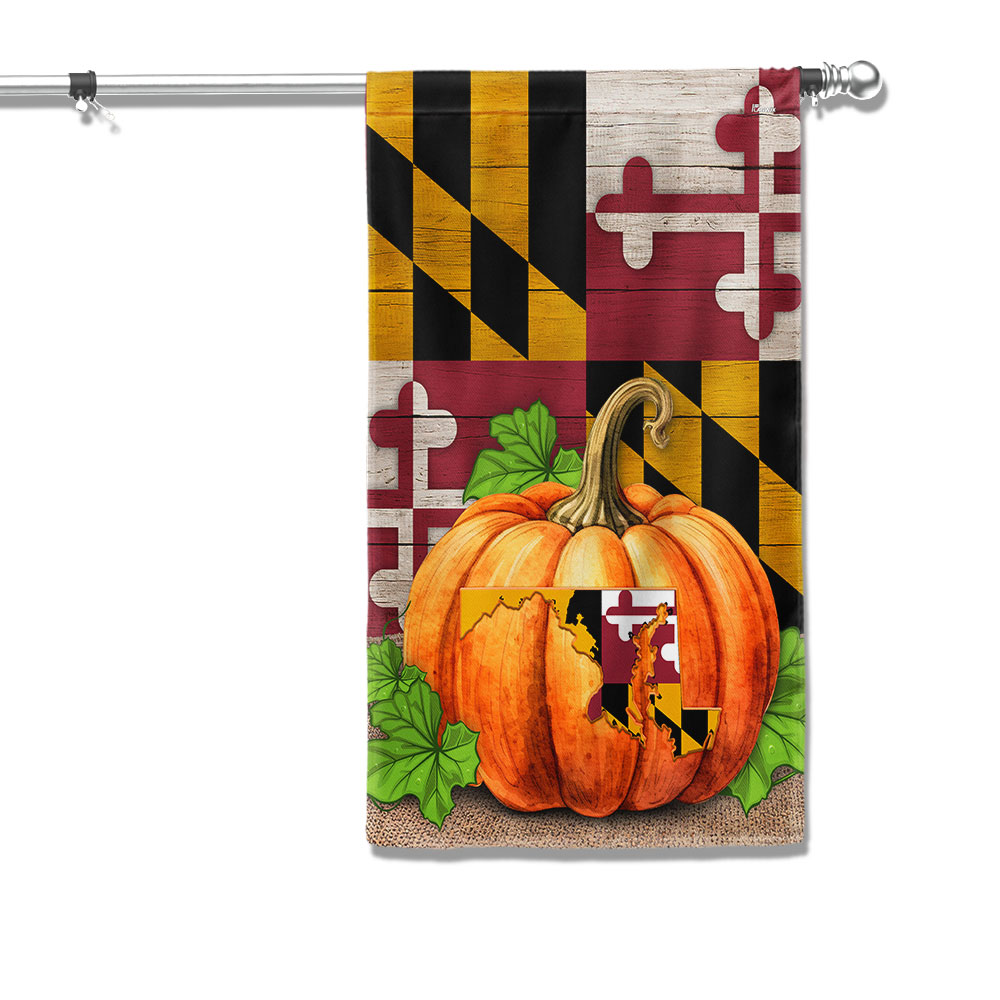 Maryland Fall Halloween Thanksgiving Pumpkin Flag