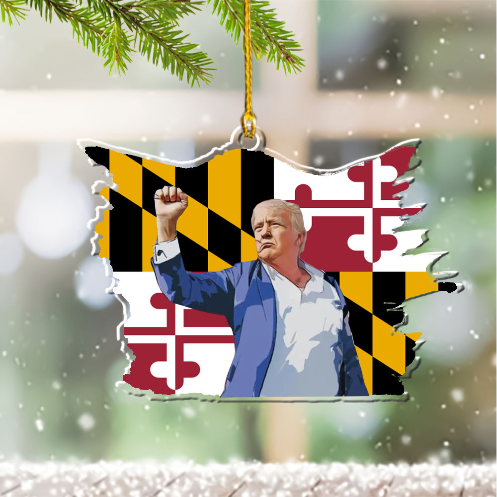 Maryland for Trump 2024 Ornament Shape Trump Fight Ornament for Christmas Tree