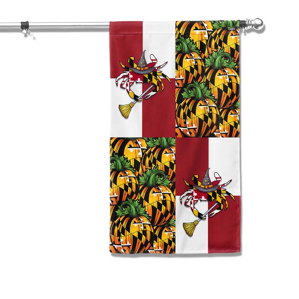 Maryland Halloween Flag Maryland Halloween Pumpkins And Blue Crab Witch Flag