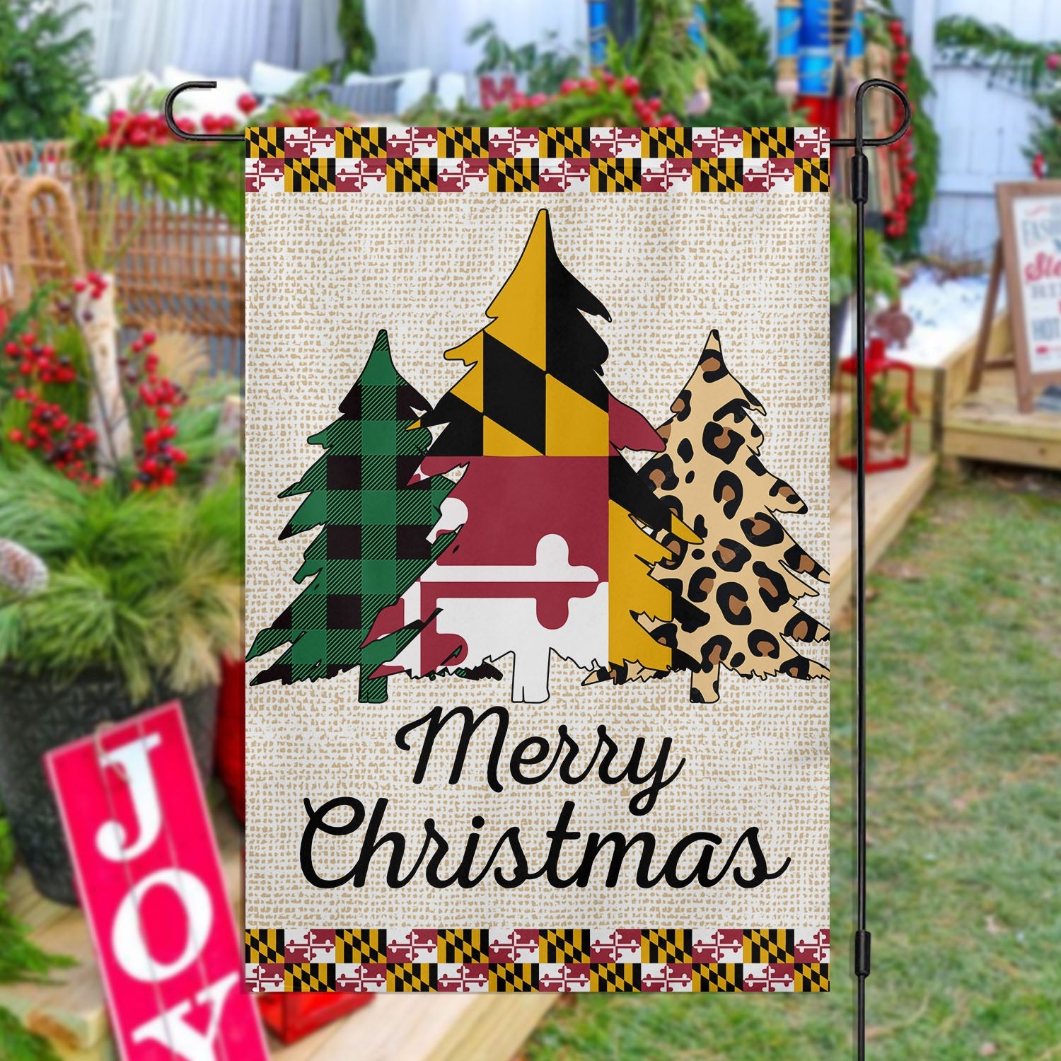 Maryland Merry Christmas Garden Flag Christmas Home Decor Gift For Marylanders