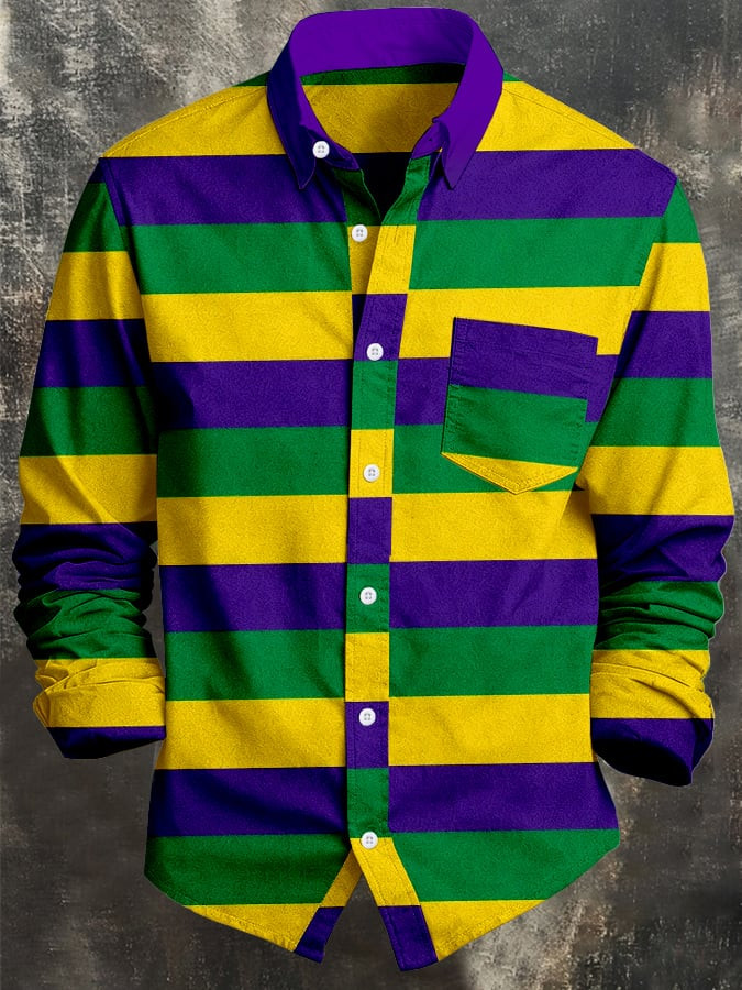 Mask Mardi Gras Button Up Shirt Long Sleeve New Orleans Stripe Mardi Gras Shirt Gifts For Husband