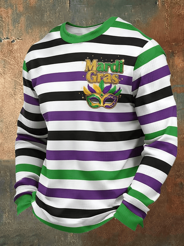 Mask Mardi Gras Long Sleeve T-Shirt Fleur De Lis Clothing New Orleans Mardi Gras Clothes For Sale