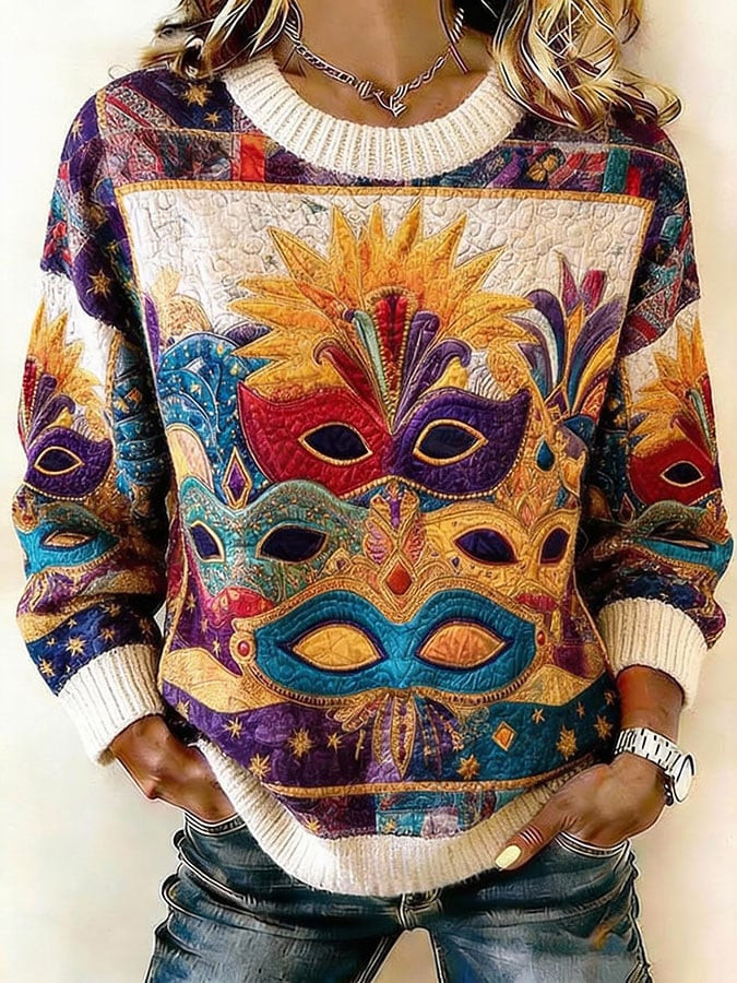 Mask Mardi Gras Sweater Mardi Gras Themed Clothes Gifts For Sister In Law