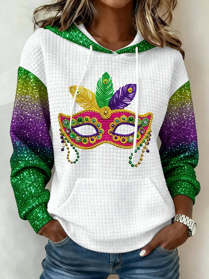 Mask Mardi Gras Waffle Hoodie Fleur De Lis Clothing Mardi Gras Clothes For Sale
