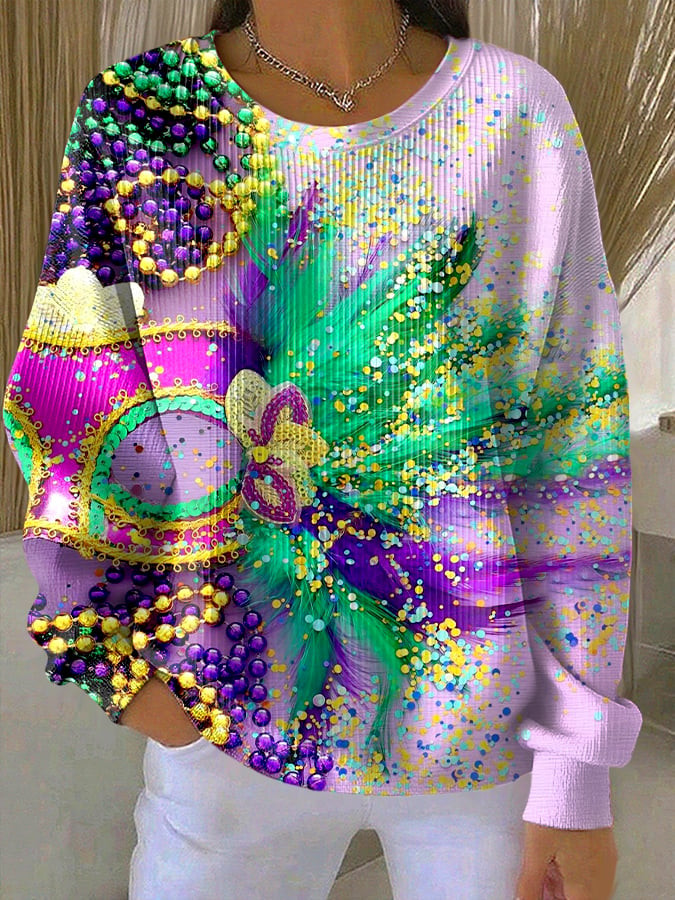 Mask Mardi Gras Waffle Sweatshirt Women's Mardi Gras Apparel Gifts For Mom Mask Mardi Gras Waffle Sweatshirt Women's Mardi Gras Apparel Gifts For Mom