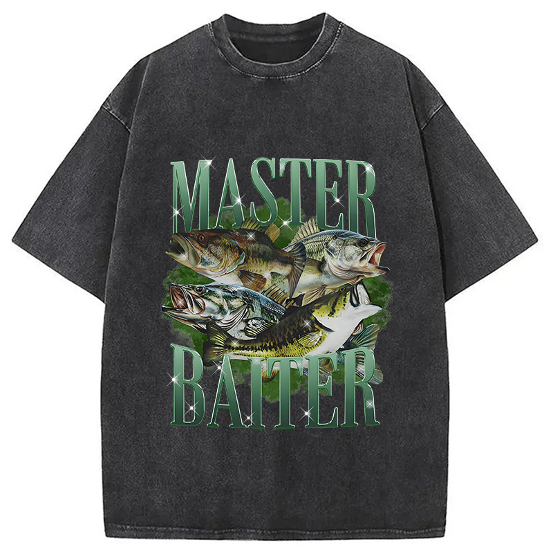 Master Baiter Retro Washed T-Shirt Minimal Retro Graphic Clothing Gifts For BFF
