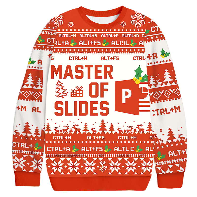 Master Of Slides Powerpoint Christmas Ugly Sweatshirt Holiday Season Gag Gift Top
