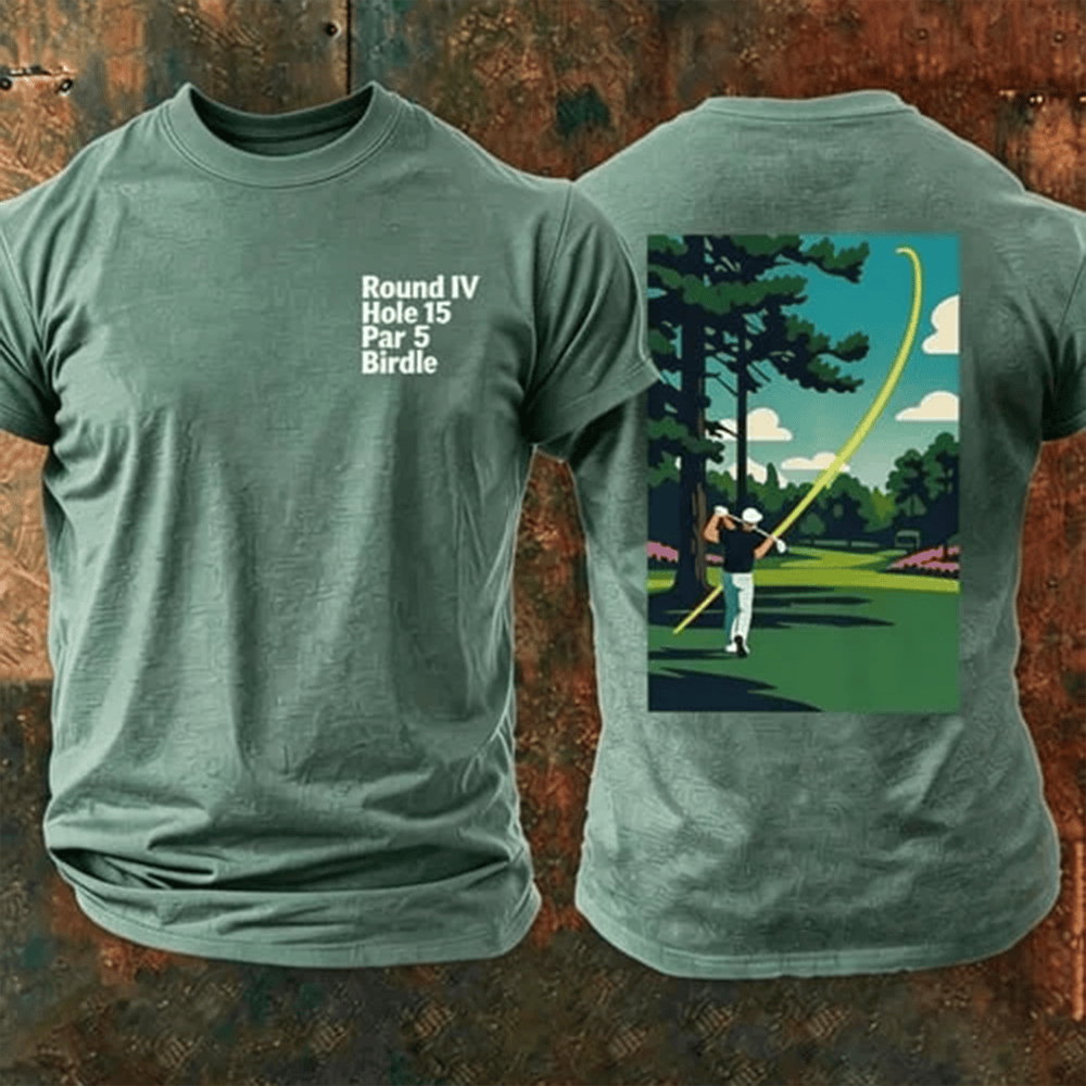 Masters Iconic Golf Moment Round IV Hole 15 Par 5 Birdle T-Shirt Golf Life Merch For Men