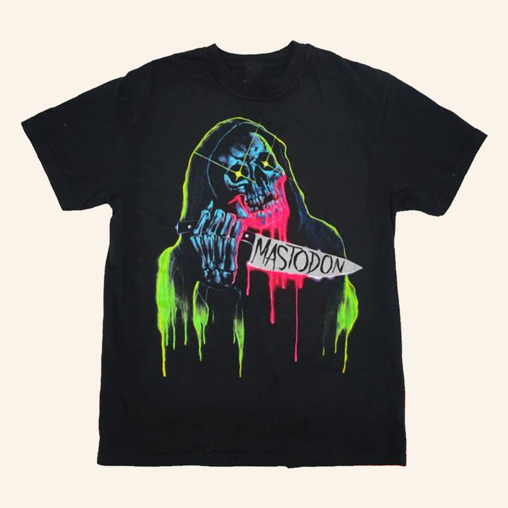 Mastodon Merch Shop Artist Series Cjk Neon Knife Skull Reaper T-Shirt Dad Gifts