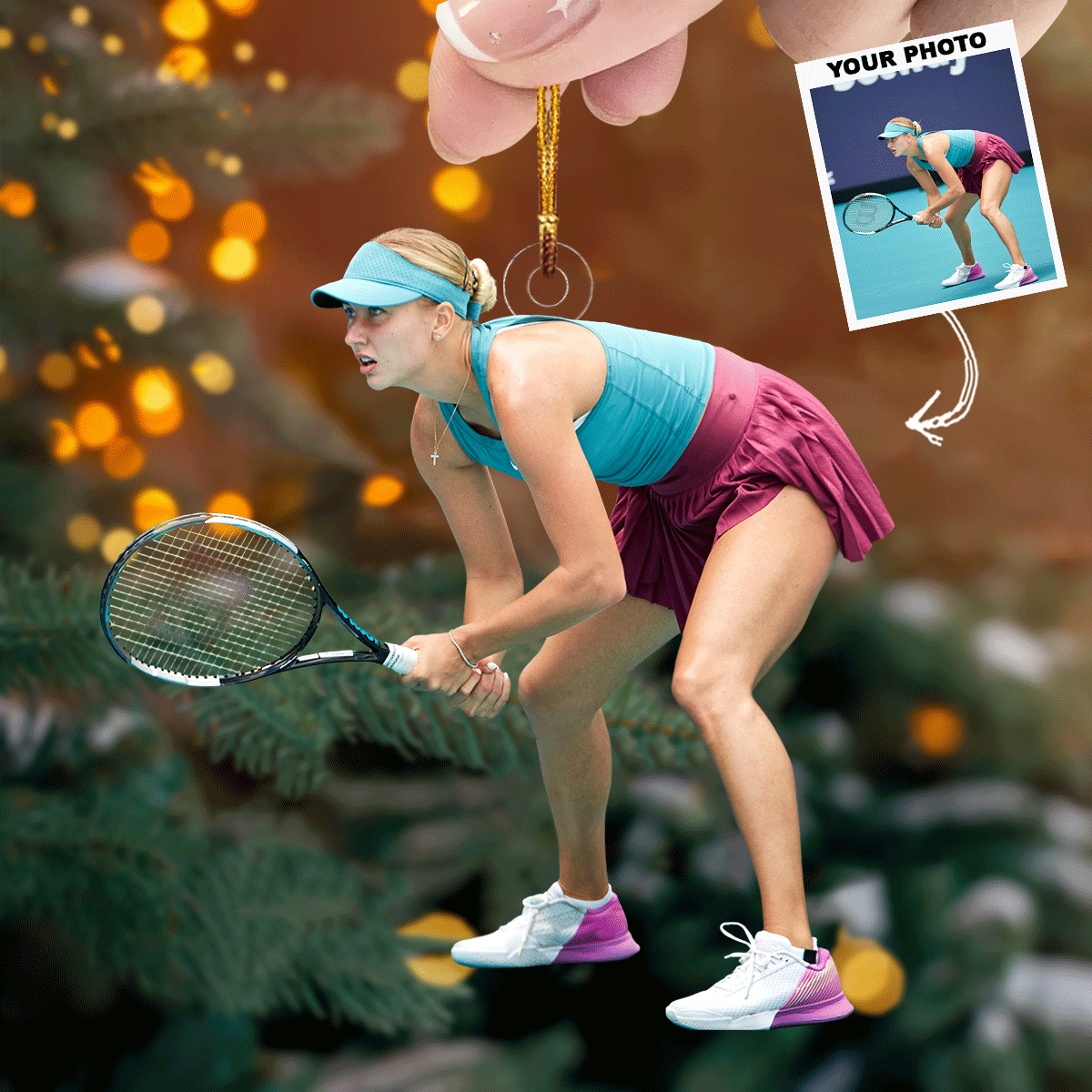 Match Point Personalized Photo Mica Ornament Christmas Gift For Tennis Players Tennis