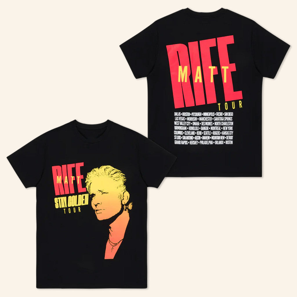 Matt Rife Merch Stay Golden Tour Black T-Shirt Best Gifts For Fans Matt Rife Merch Stay Golden Tour Black T-Shirt Best Gifts For Fans
