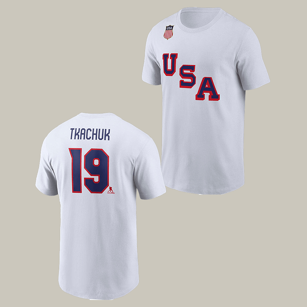 Matthew Tkachuk White US Hockey 2026 T-Shirt Hockey Team USA 2026 Clothes Fan Gift
