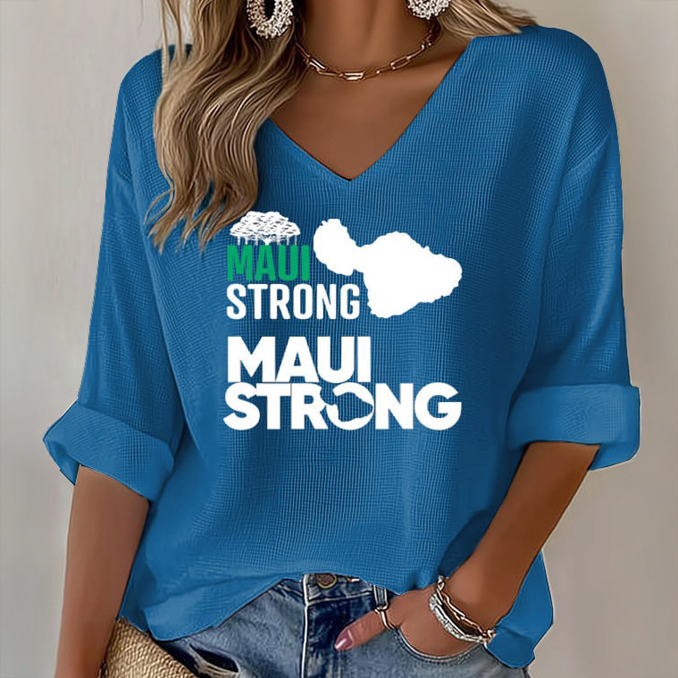 Maui Strong Galathreads V-Neck Long Sleeve Shirt Galathreads Clothing Good Gift For Mom