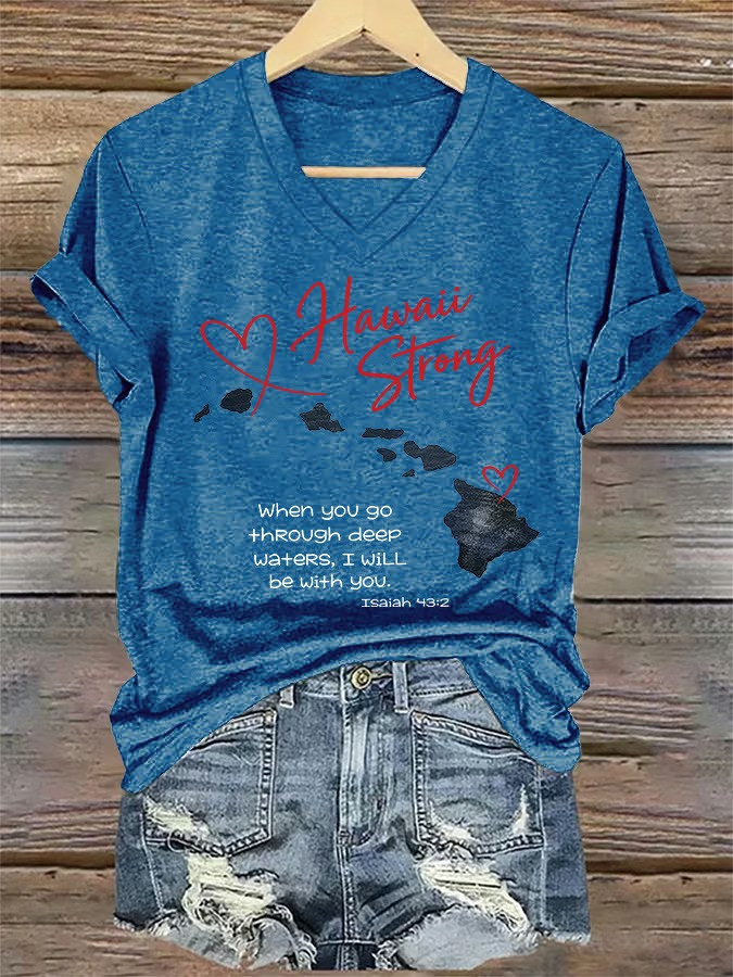 Maui Strong V-Neck Shirt Hawaii Island Memorial Apparel Gift For Supporters