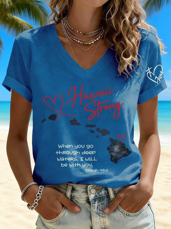 Maui Strong V-Neck Shirt Hawaii Wildfire Support Apparel Gift For Supporters