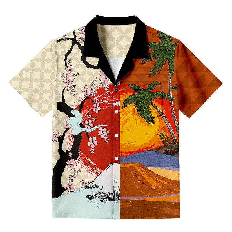 Mauna Kea And Fuji Mountains Hawaiian Shirt Japanese Art Clothing Gifts For Enthusiasts